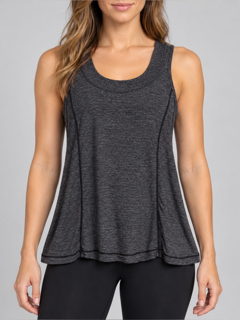 Lululemon Run: Back On Track Ruffle Back Tank Top - Charcoal Grey